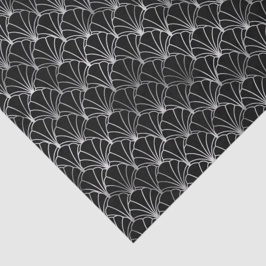 Silver- en Black Art Deco-patroon Tissuepapier (Detail)