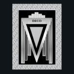 Silver en Black art Deco Poster<br><div class="desc">Hier is nog een Art Deco Poster/print die ik heb gemaakt. In zilver, grijs en zwart. Iconic Art Deco-vorm, met een zilveren en grijze decopatroon. Dit zou een geweldig poster of een drukplaat voor uw kamer maken. Vooral als het kunst deco-thema is.</div>
