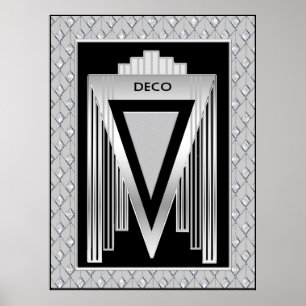 Silver en Black art Deco  Poster