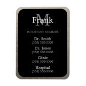 Silver en Black Belangrijke telefoonnummers Magneet (Verticaal)