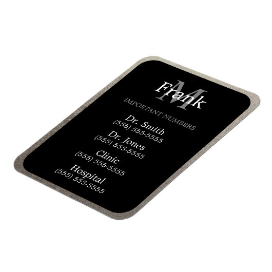 Silver en Black Belangrijke telefoonnummers Magneet (Linkerzijde)