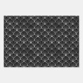 Silver en Black Circles Art Deco Pattern Inpakpapier Vel (Voorkant)
