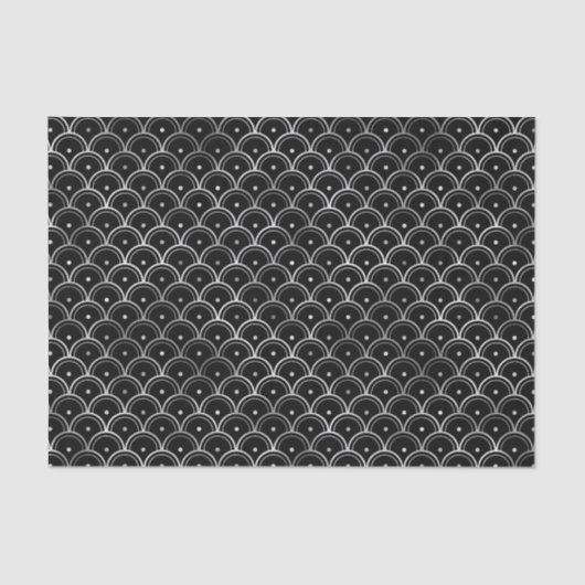 Silver en Black Circles Art Deco Pattern Tissuepapier (Voorkant)