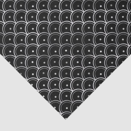 Silver en Black Circles Art Deco Pattern Tissuepapier (Detail)