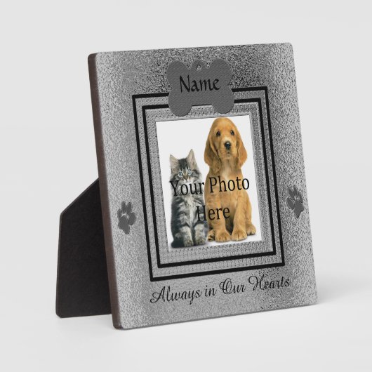 Silver en Black Custom Pet Memorial Fotoplaat (Voorkant)