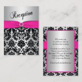 Silver- en Black Damask Bat Mitzvah-behuizingskaar Informatiekaartje (Voorkant / Achterkant)