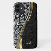 Silver en Black Damask Case-Mate iPhone Case (Achterkant)