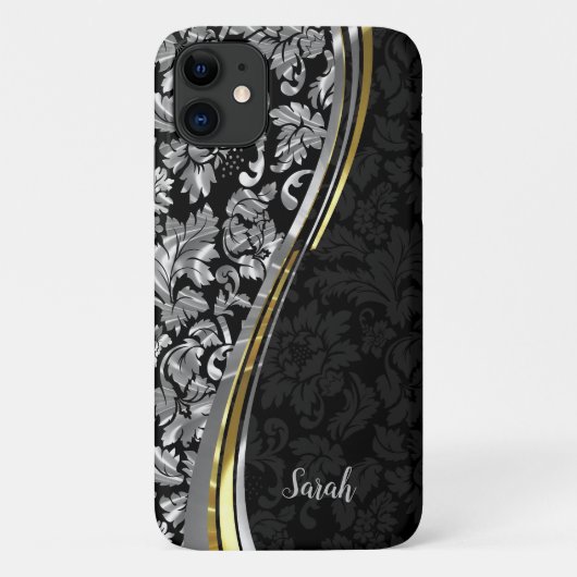 Silver en Black Damask Case-Mate iPhone Case (Achterkant)