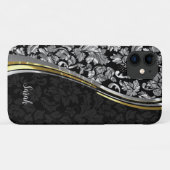 Silver en Black Damask Case-Mate iPhone Case (Achterkant (horizontaal))