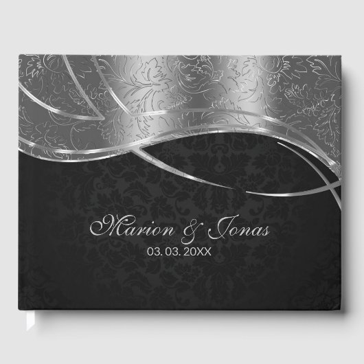 Silver en Black Damask Gastenboek (Voorkant)