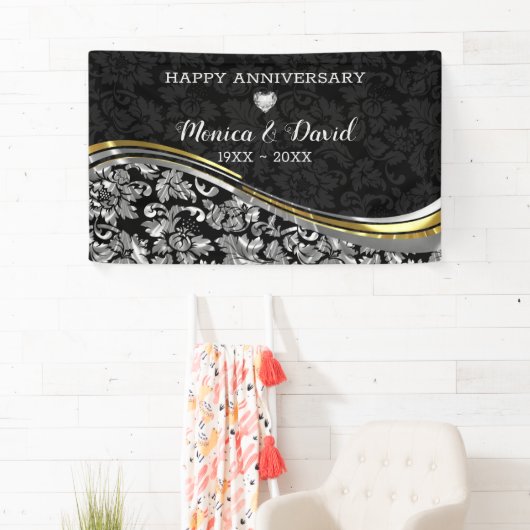 Silver en Black Damask Spandoek (Insitu)