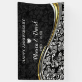 Silver en Black Damask Spandoek (Verticaal)