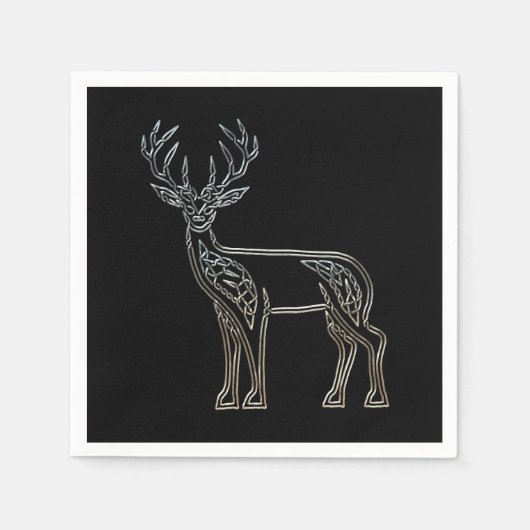 Silver en Black Deer Celtic Style Knot Servetten (Voorkant)