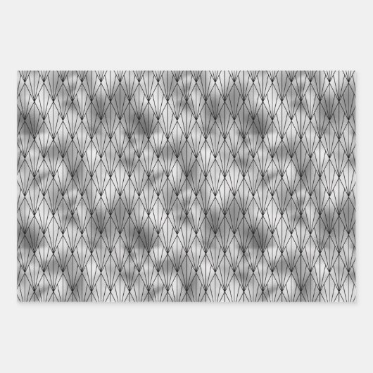 Silver- en Black Diamond Art Deco-patronen Inpakpapier Vel (Voorkant 3)