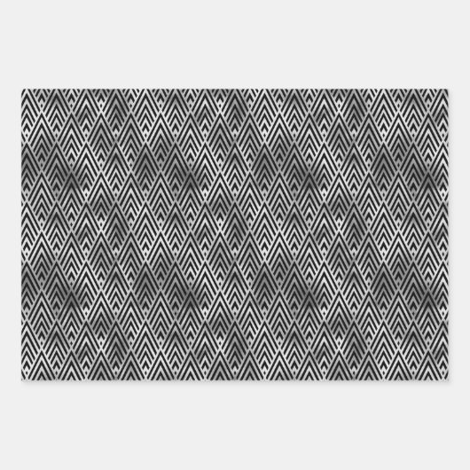 Silver- en Black Diamond Art Deco-patronen Inpakpapier Vel (Voorkant)