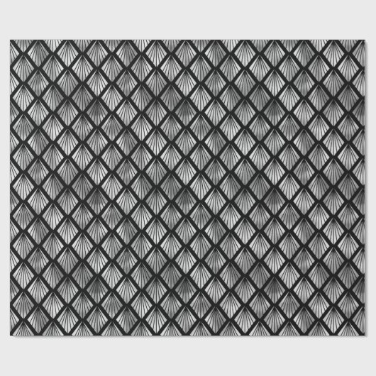 Silver- en Black Diamond Art Deco-patroon Cadeaupapier (Vlak)