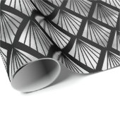 Silver- en Black Diamond Art Deco-patroon Cadeaupapier (Rol Hoek)