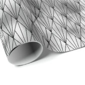 Silver- en Black Diamond Art Deco-patroon Cadeaupapier (Rol Hoek)