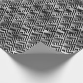 Silver- en Black Diamond Art Deco-patroon Cadeaupapier (Hoek)