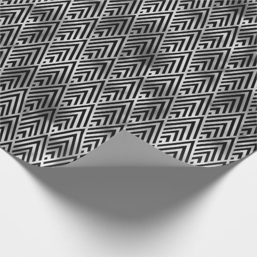 Silver- en Black Diamond Art Deco-patroon Cadeaupapier (Hoek)