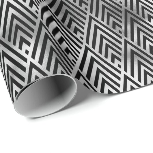 Silver- en Black Diamond Art Deco-patroon Cadeaupapier (Rol Hoek)