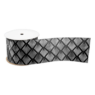 Silver- en Black Diamond Art Deco-patroon Satijnen Lint