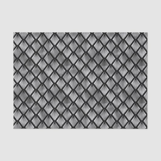 Silver- en Black Diamond Art Deco-patroon Tissuepapier (Voorkant)