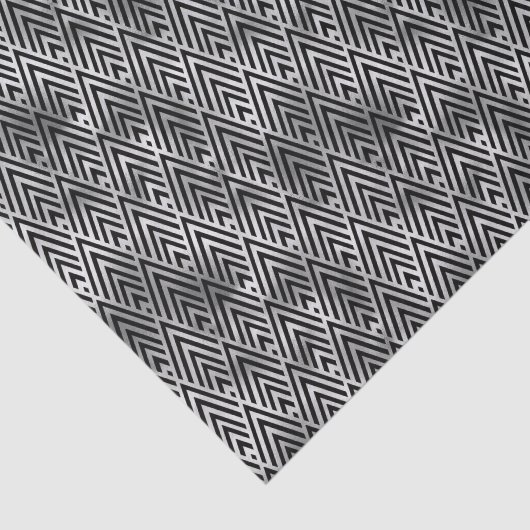 Silver- en Black Diamond Art Deco-patroon Tissuepapier (Detail)