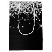 Silver en Black Fancy Monogram Dank u Medium Cadeauzakje (Achterkant)