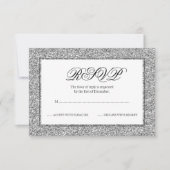 Silver en Black Faux Glitter RSVP (Voorkant)