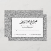 Silver en Black Faux Glitter RSVP (Voorkant / Achterkant)