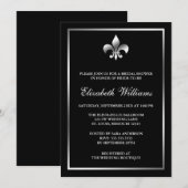 Silver en Black Fleur de Lis Vrijgezellenfeest Kaart (Voorkant / Achterkant)