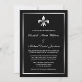 Silver en Black Fleur de Lis Wedding Kaart (Voorkant)