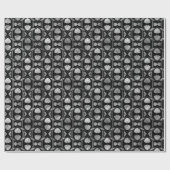 Silver en Black Floral Art Deco Pattern Cadeaupapier (Vlak)