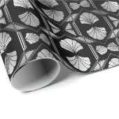 Silver en Black Floral Art Deco Pattern Cadeaupapier (Rol Hoek)