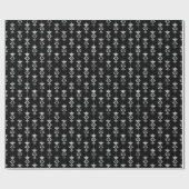 Silver en Black Floral Art Deco Pattern Cadeaupapier (Vlak)