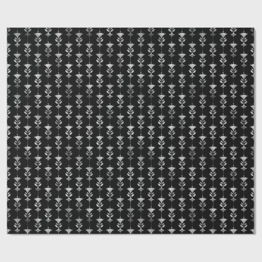 Silver en Black Floral Art Deco Pattern Cadeaupapier (Vlak)