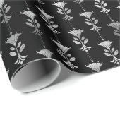 Silver en Black Floral Art Deco Pattern Cadeaupapier (Rol Hoek)