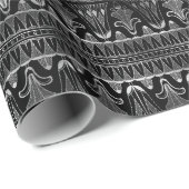 Silver en Black Floral Art Deco Pattern Cadeaupapier (Rol Hoek)