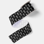 Silver en Black Floral Art Deco Pattern Satijnen Lint (Achterkant)