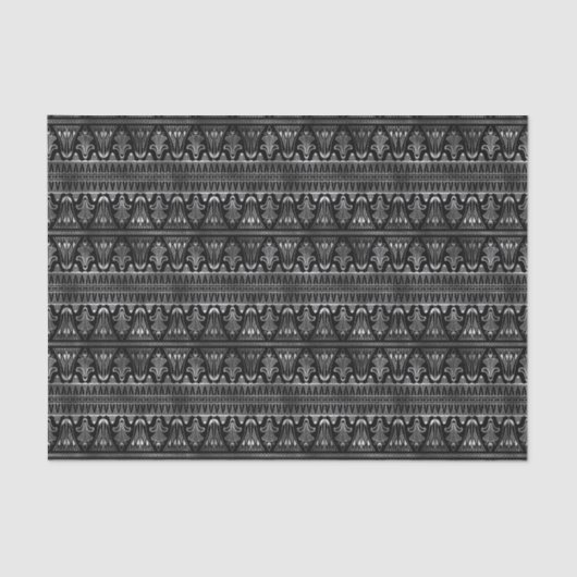 Silver en Black Floral Art Deco Pattern Tissuepapier (Voorkant)