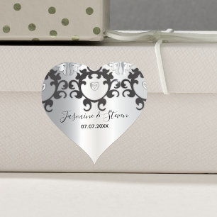Silver en Black Glam Elegant Stylish Wedding Hart Sticker