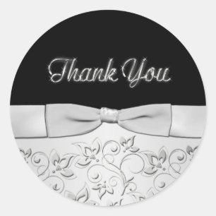 Silver en Black Hartelijk dank Ronde Sticker