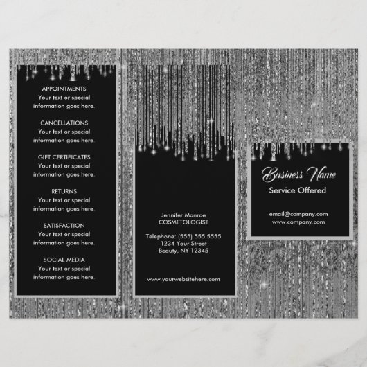 Silver en Black Menu & Pricing (Voorkant)
