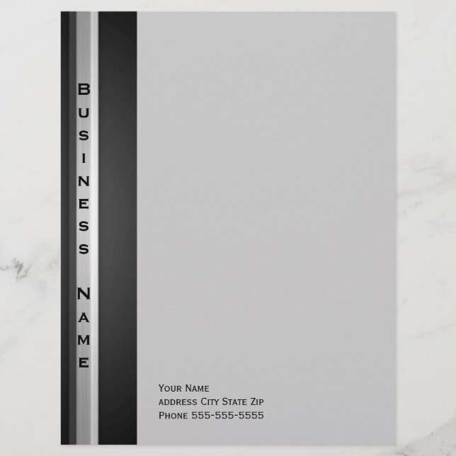 Silver en Black Metal Kijk Gepersonaliseerd Briefhoofd (Voorkant)