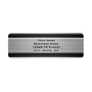 Silver en Black Metal Search Address Etiket
