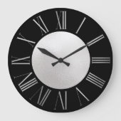 Silver en Black op SIlver Foil Large Clock Grote Klok (Voorkant)