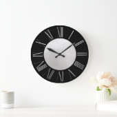 Silver en Black op SIlver Foil Large Clock Grote Klok (Huis)
