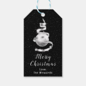 Silver en Black Ornament Merry Kerstmis Cadeaulabel (Voorkant)