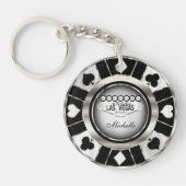 Silver en Black Poker Chip Design - Personaliseer Sleutelhanger (Voorkant)